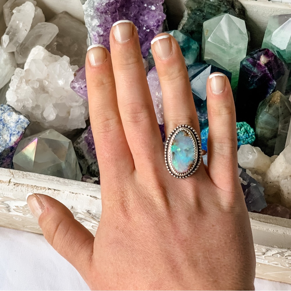 Australian Boulder Opal Ring
